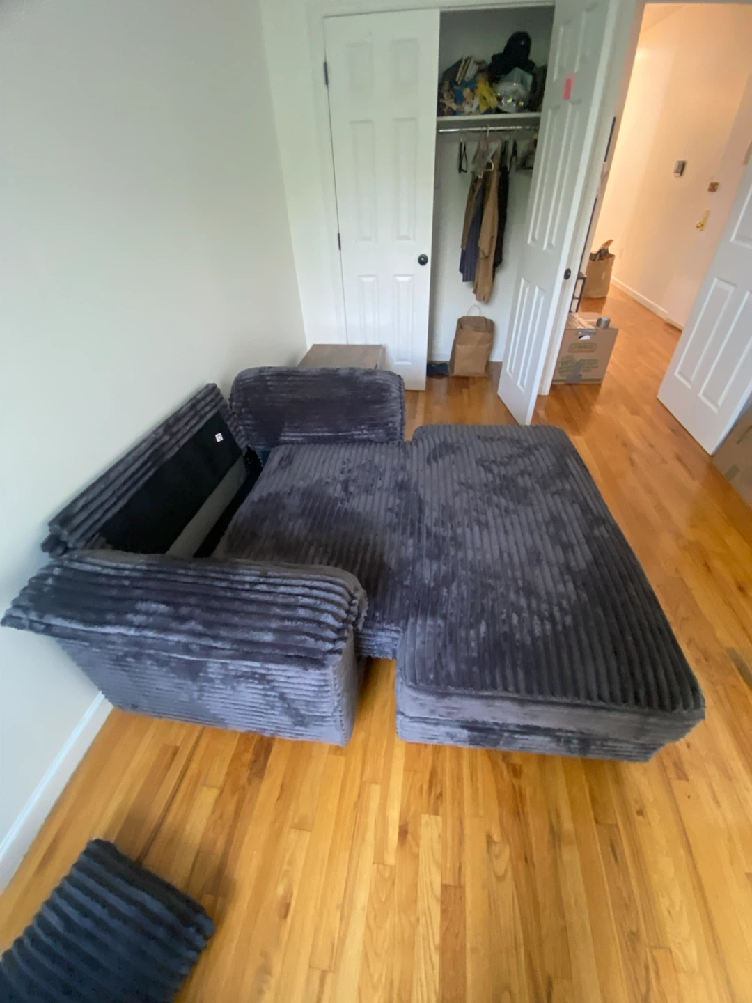 Gray Corduroy Armchair and Ottoman Set - photo 2