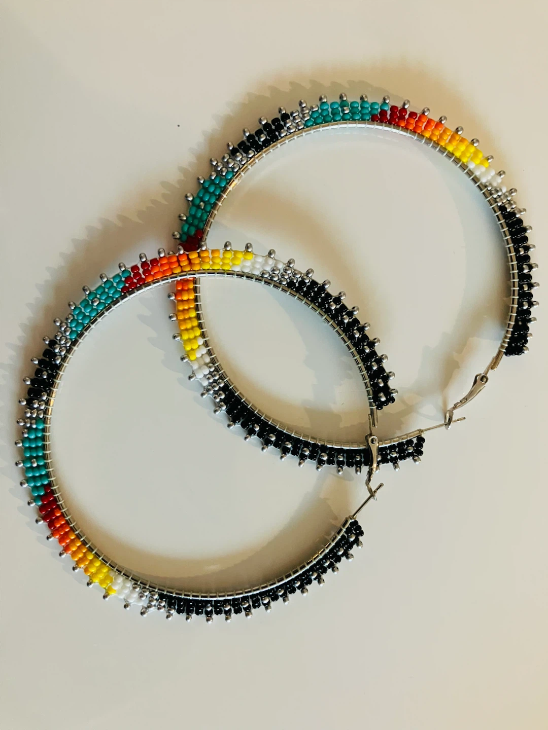 Large beaded hoop earrings
