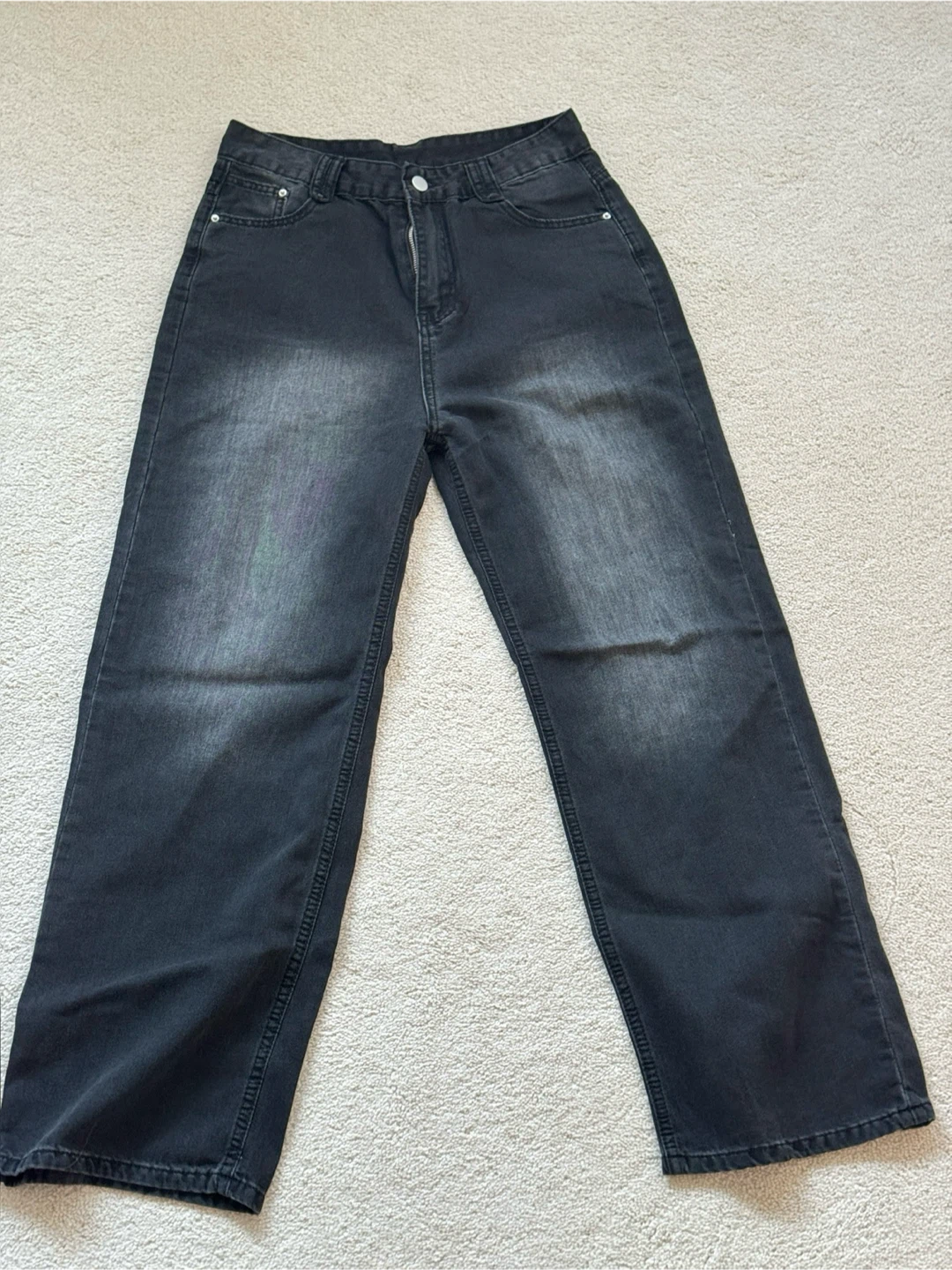 Dark Gray Straight Leg Jeans