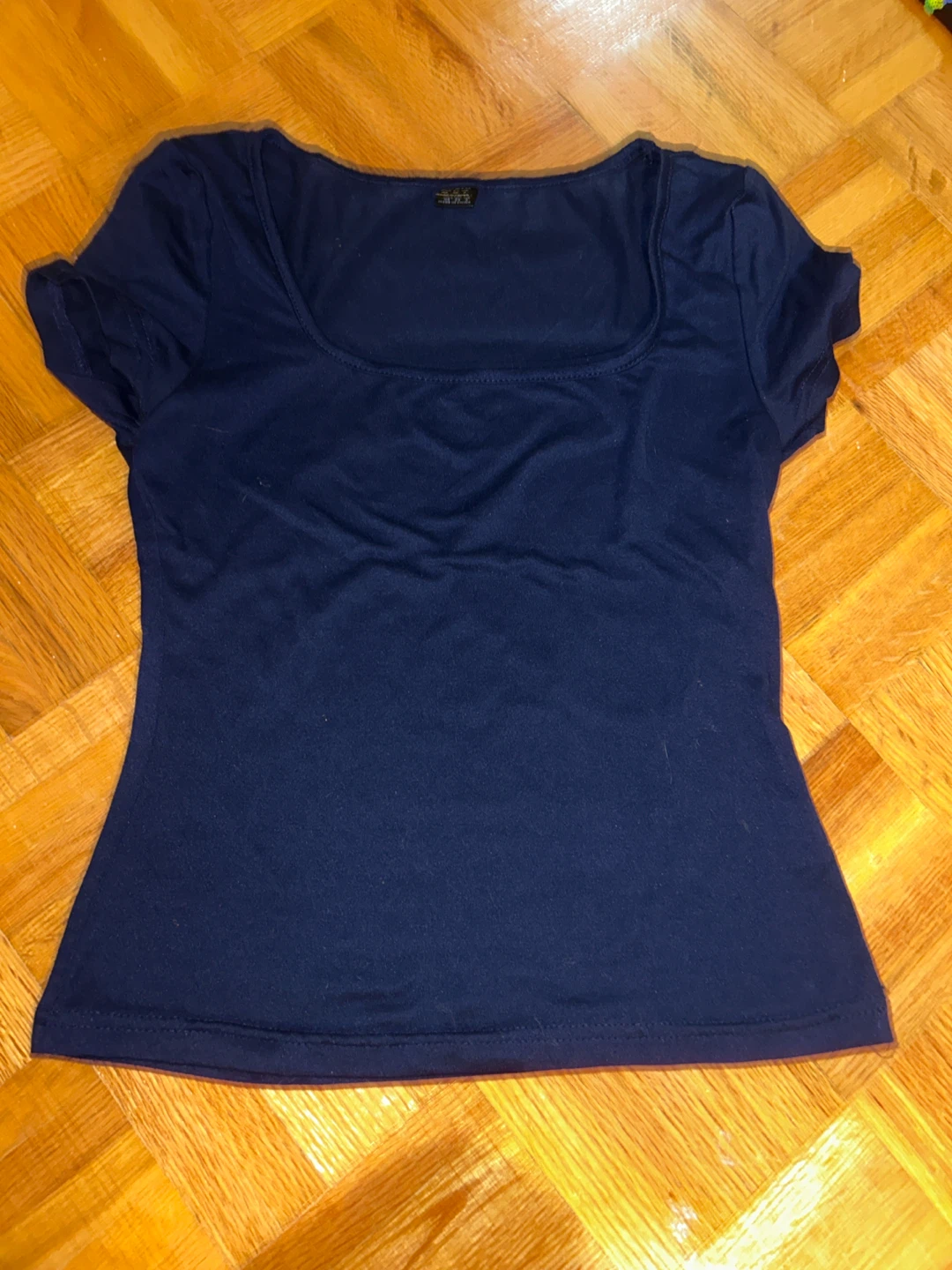 Navy Blue Short-Sleeve Top