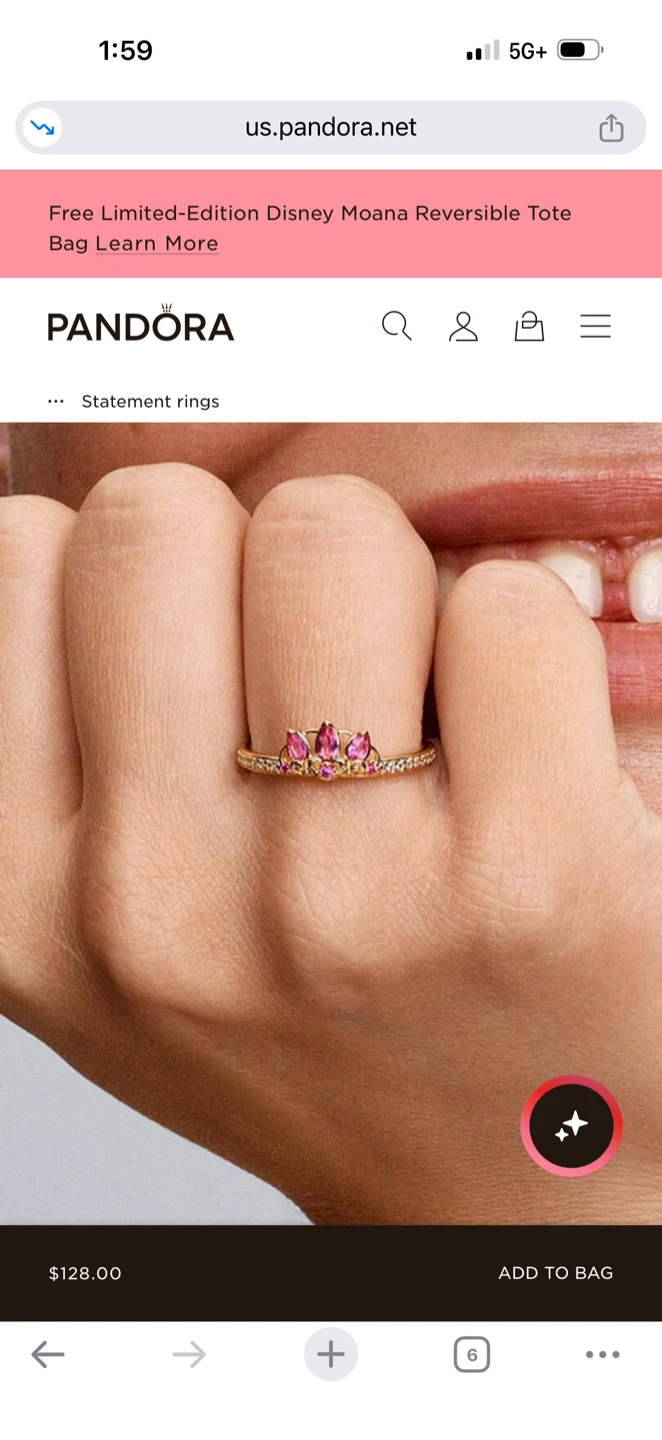 Pandora Rose Gold Tiara Ring with Pink Stones - photo 4