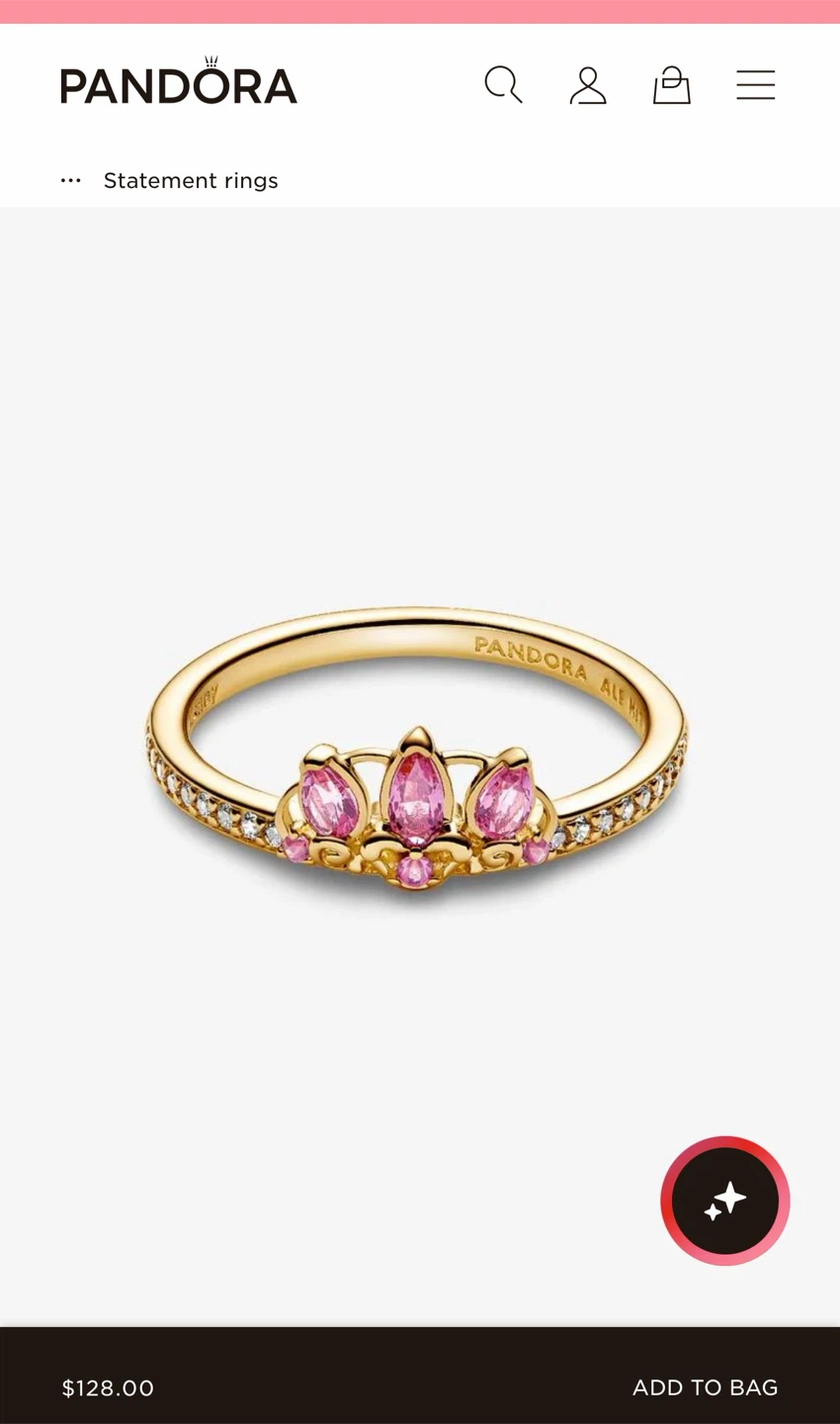 Pandora Rose Gold Tiara Ring with Pink Stones - photo 5