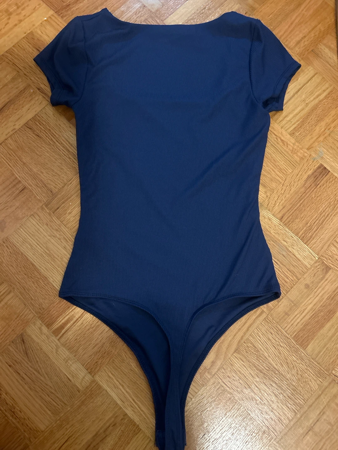 Navy Ribbed Square Neck Bodysuit - photo 2