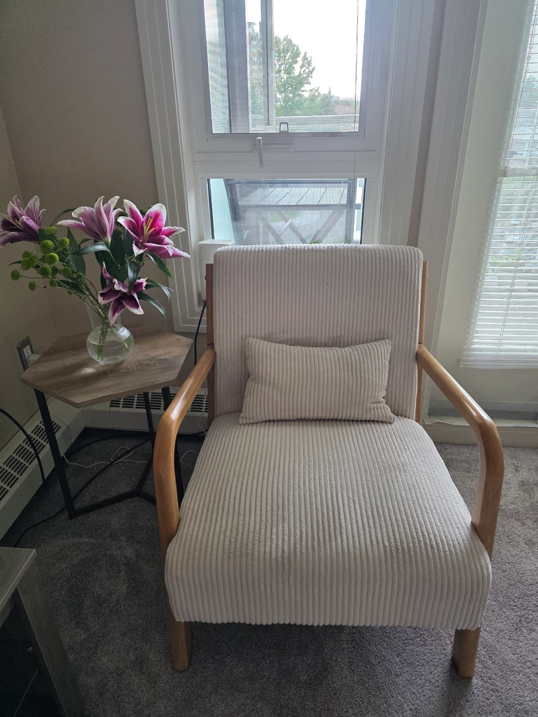 Cream Corduroy Armchair and couch