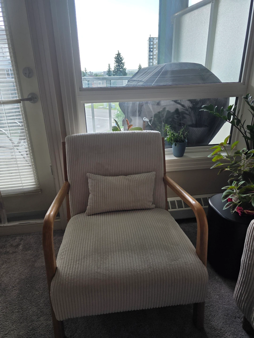 Cream Corduroy Armchair and couch - photo 2