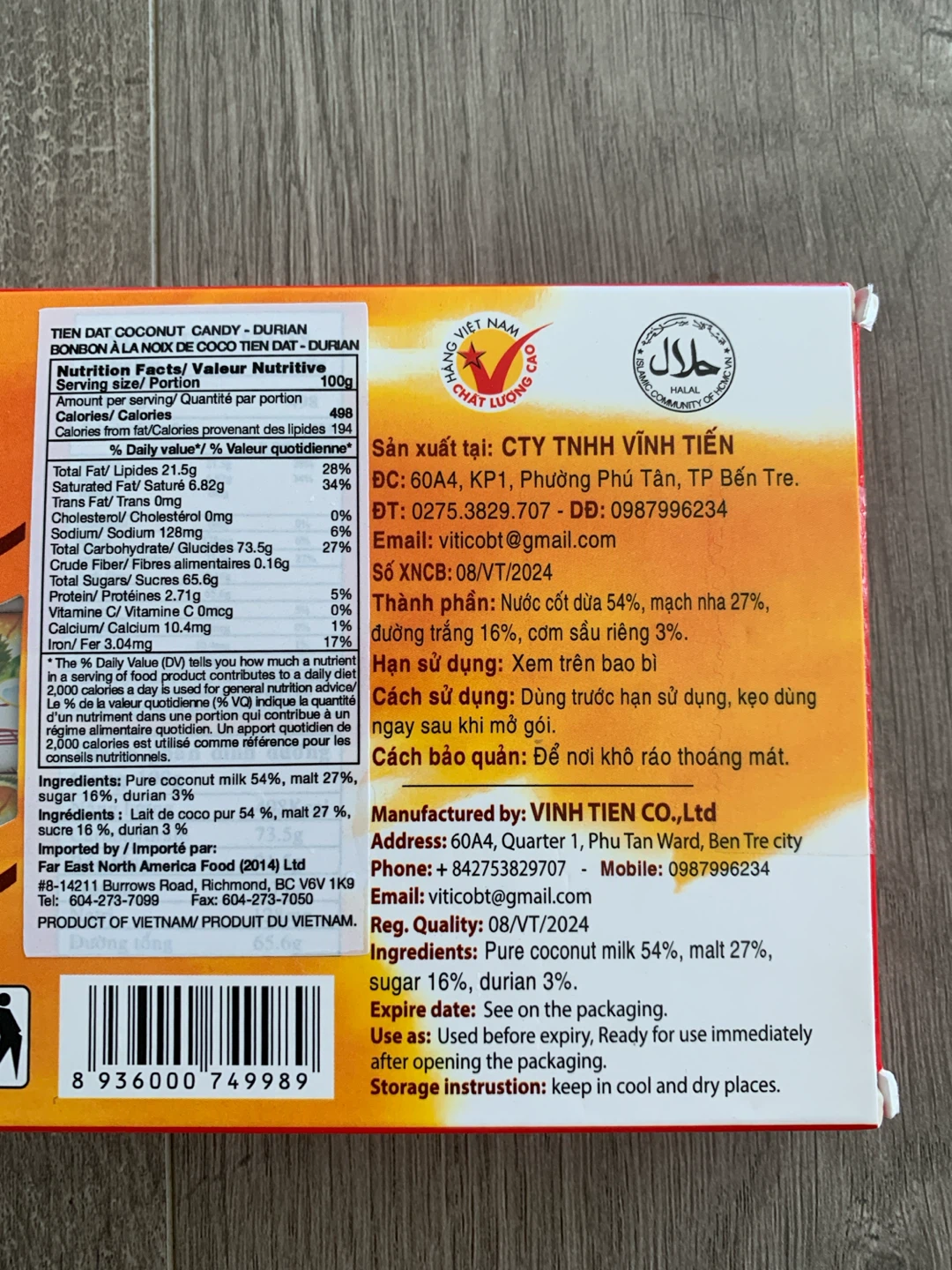 VITI CO Tien Dat Durian Coconut Candy - 400g - photo 5