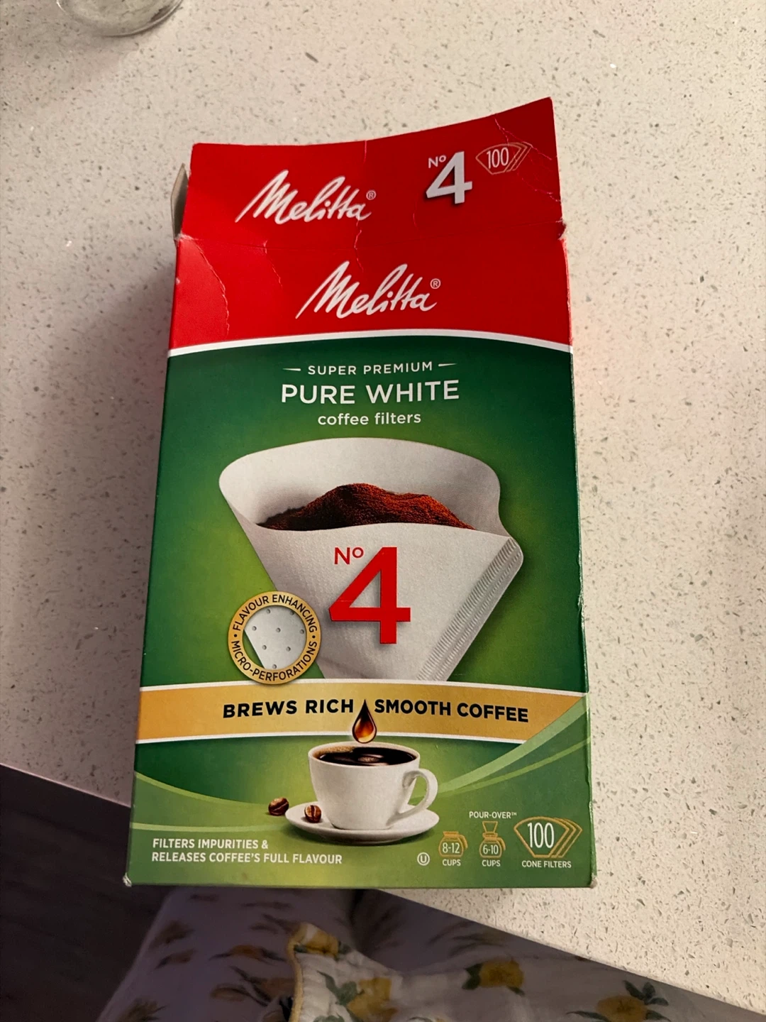 Melitta No. 4 Pure White Coffee Filters - 100 Count