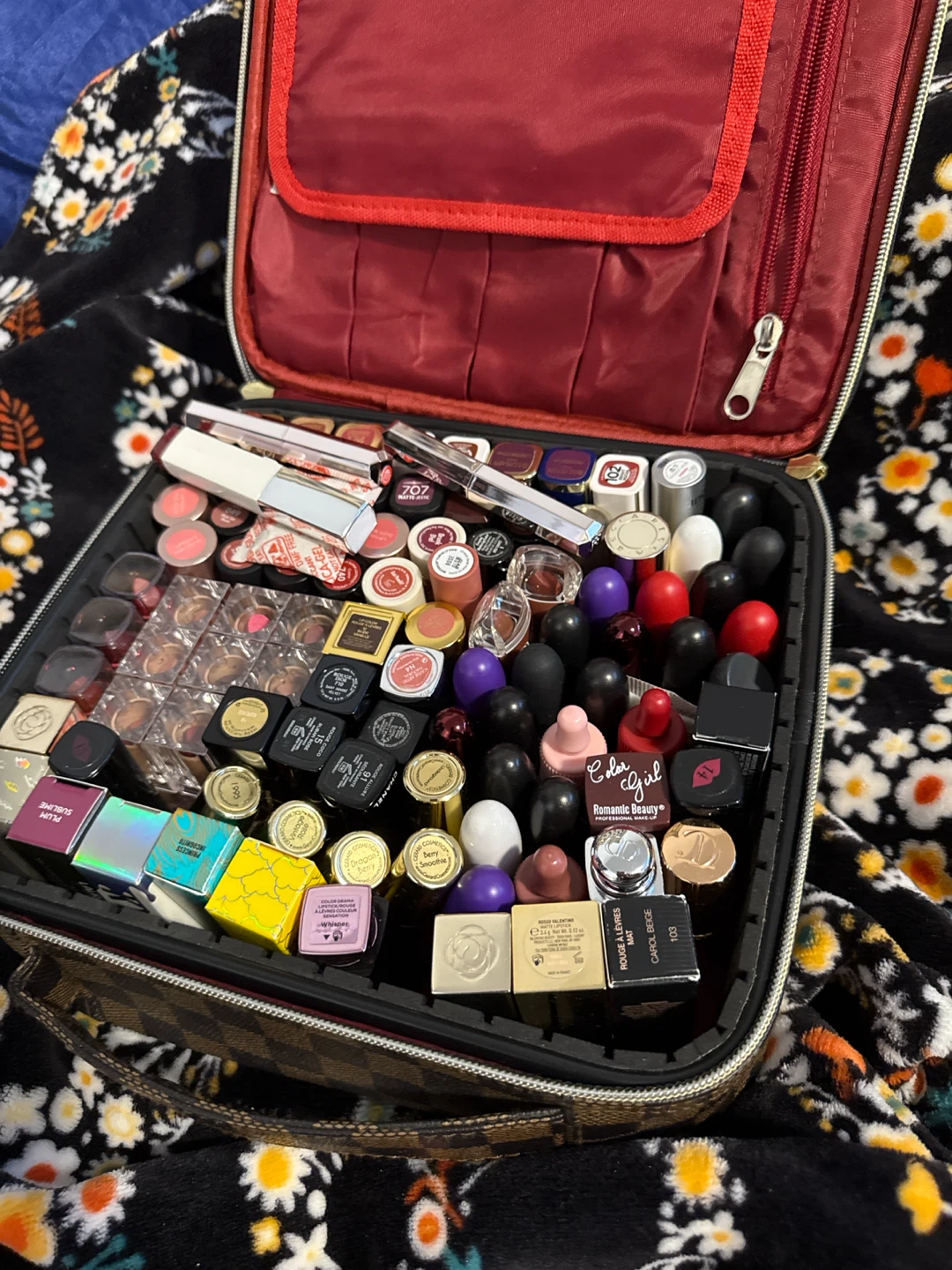 Brown Checkered Makeup Train Case Organizer - photo 2