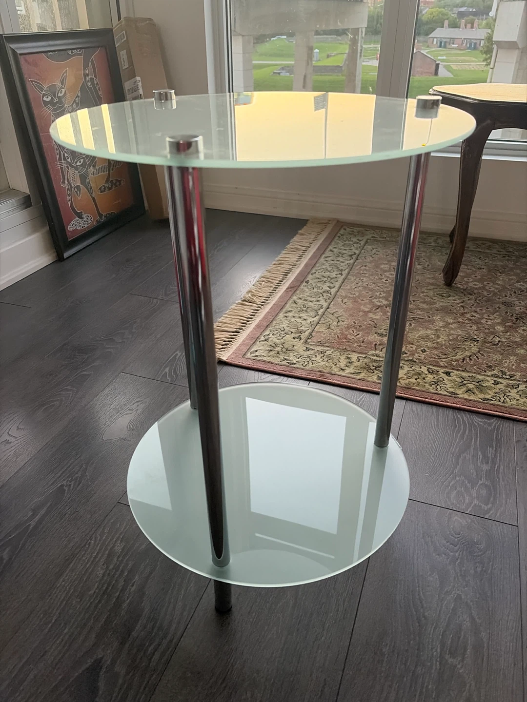 Glass and Chrome Side Table