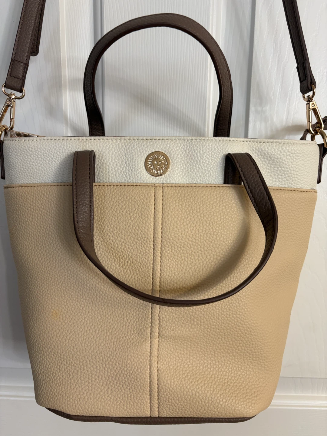 Anne Klein Color-Blocked Top-Handled Bucket Bag