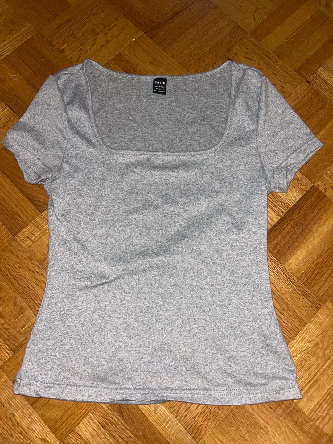 SHEIN Grey Square Neck T-Shirt
