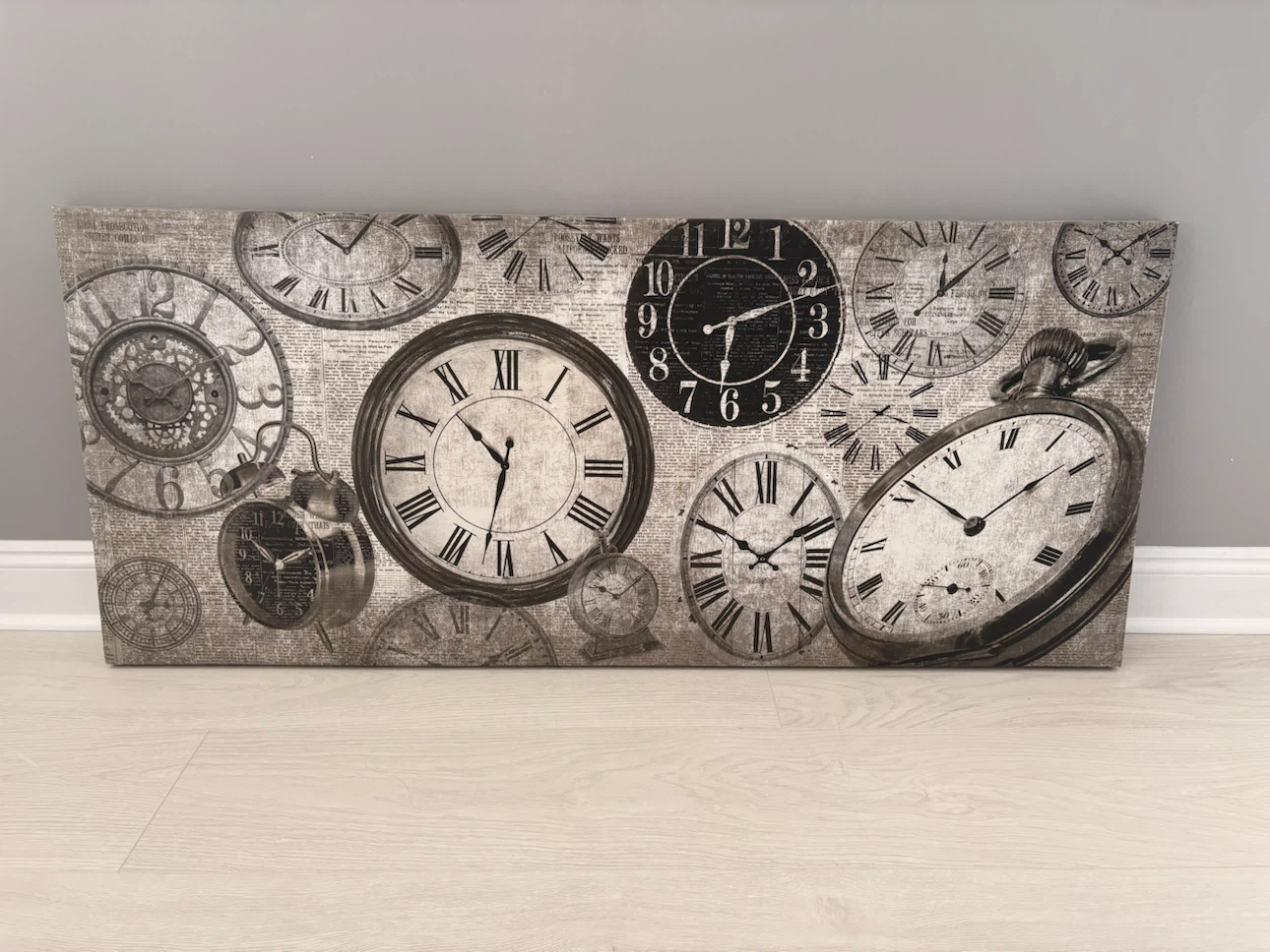 Wall Art Canvas Print - Vintage Clocks Design
