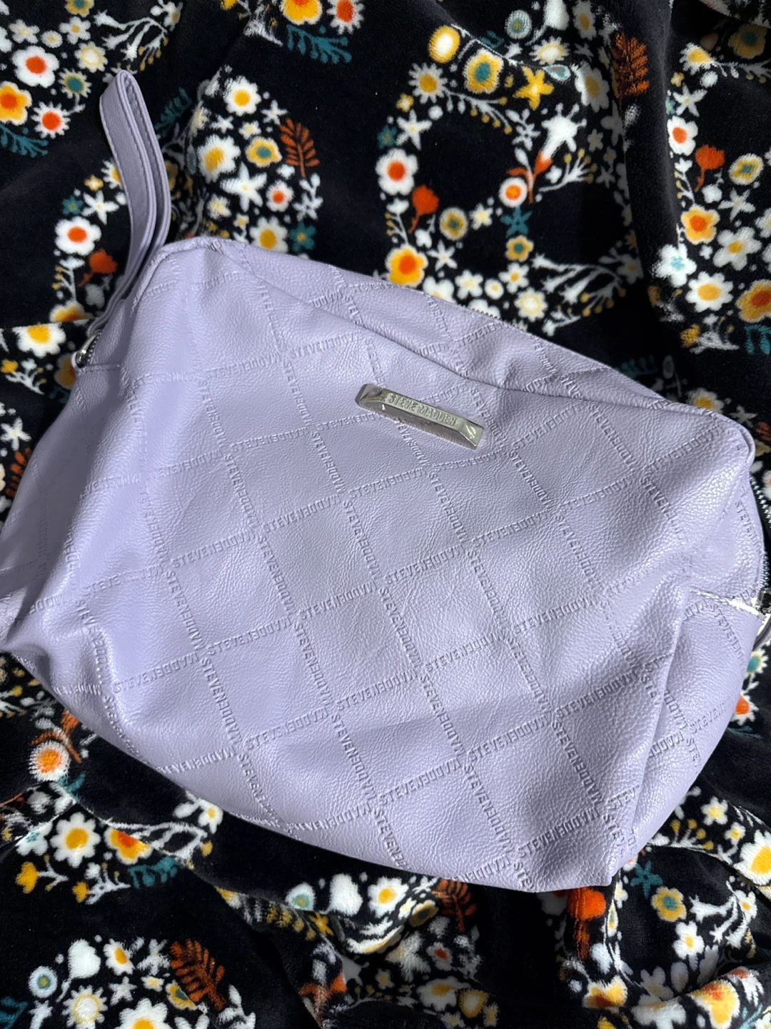Steve Madden Lavender Quilted Cosmetic Bag