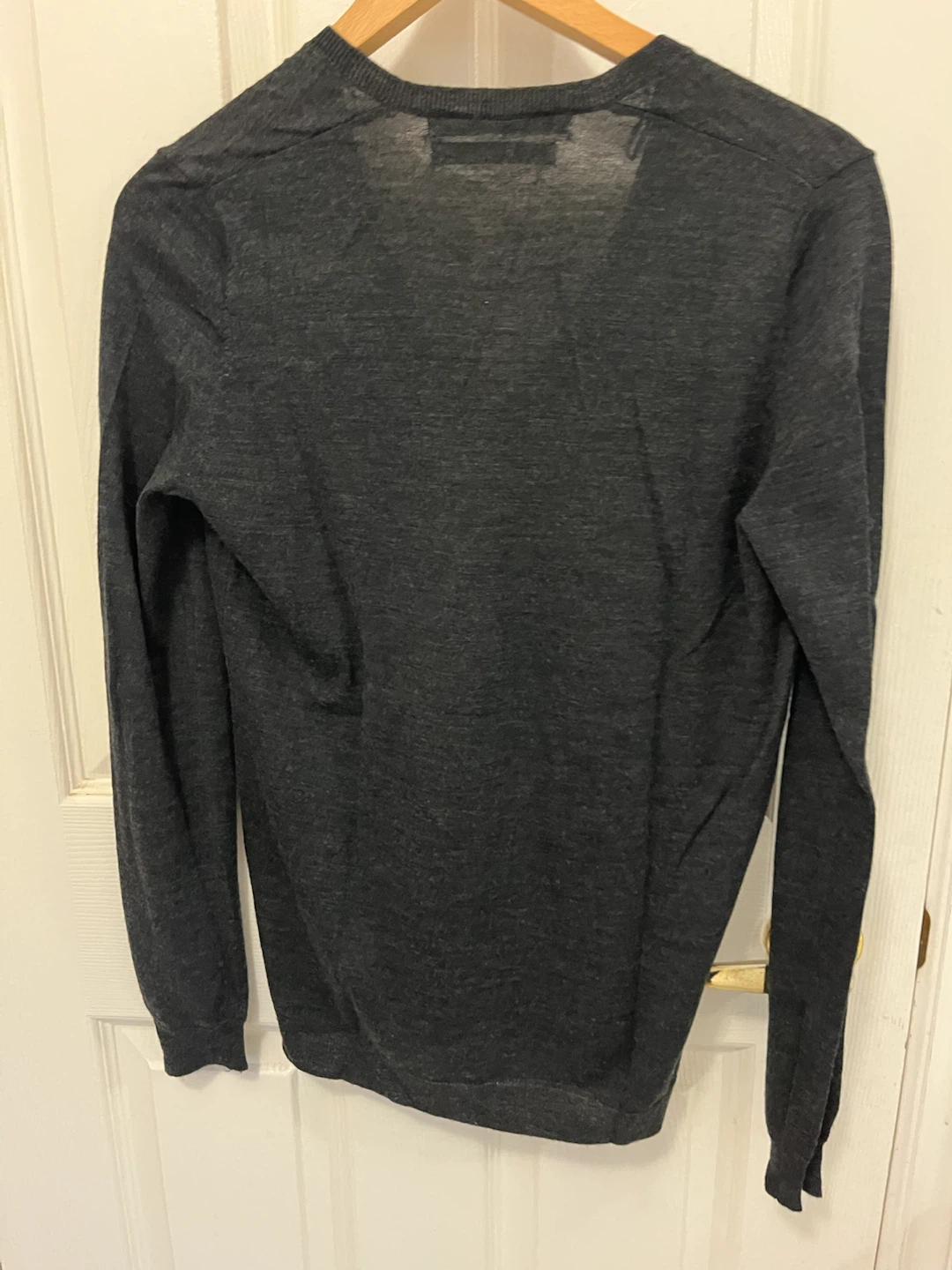 Zara Knit Wool V-Neck Sweater - Charcoal Grey, Size M - photo 3