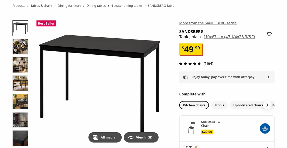 SANDABERG Dining Table - Black - photo 2