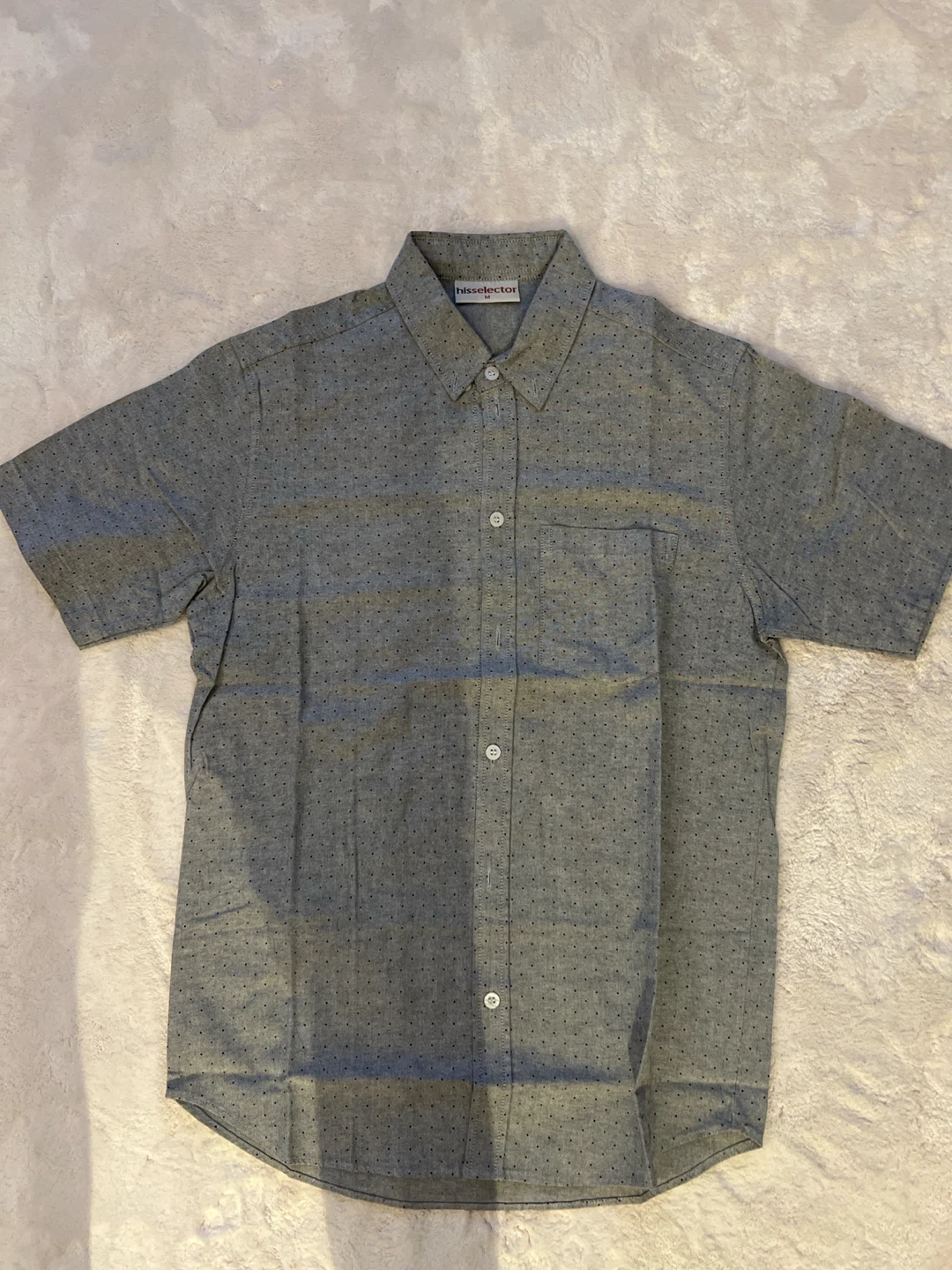 Hisselector Short Sleeve Button-Up Shirt - Grey - Size M