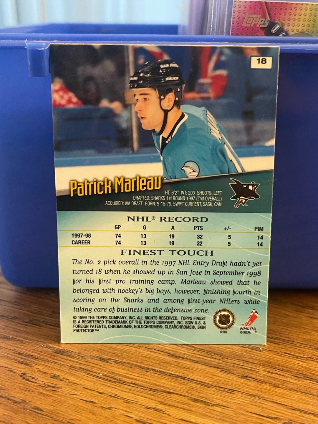 Patrick Marleau 1997-98 Finest Hockey Card - photo 2