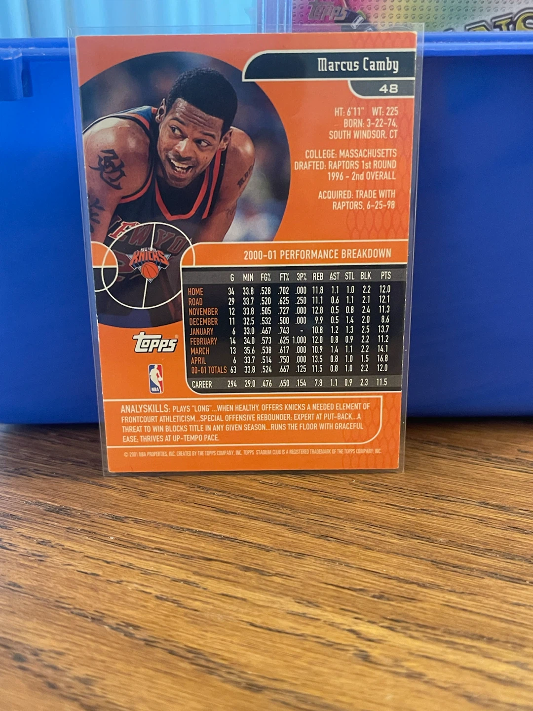 Marcus Camby 2000-01 Topps Basketball Card - photo 2