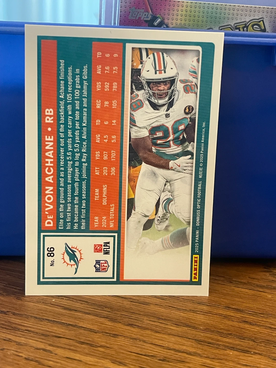 2025 Donruss Optic De'Von Achane RC #86 - photo 2