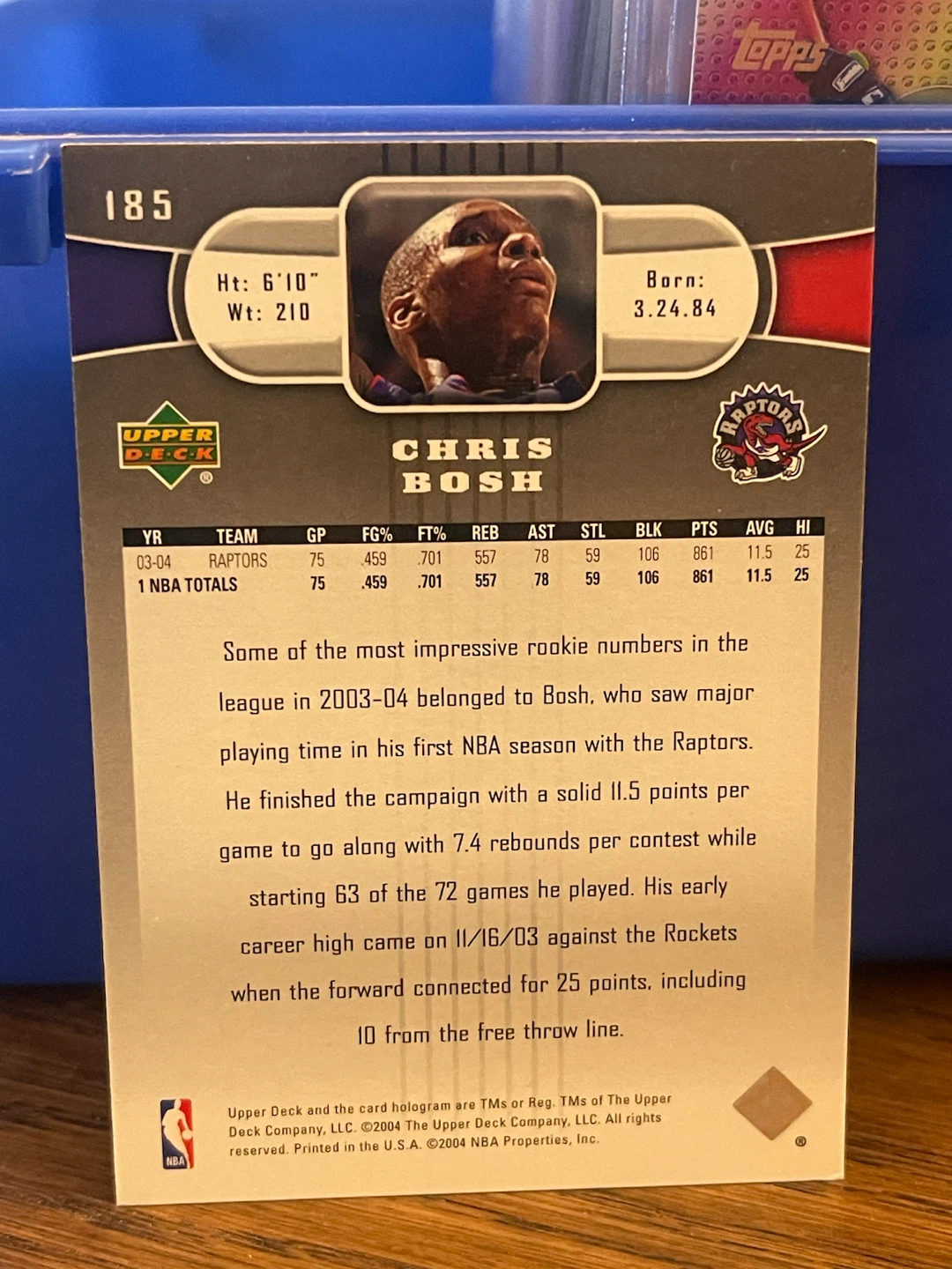 2003-04 Upper Deck Chris Bosh Toronto Raptors Basketball Card - photo 2