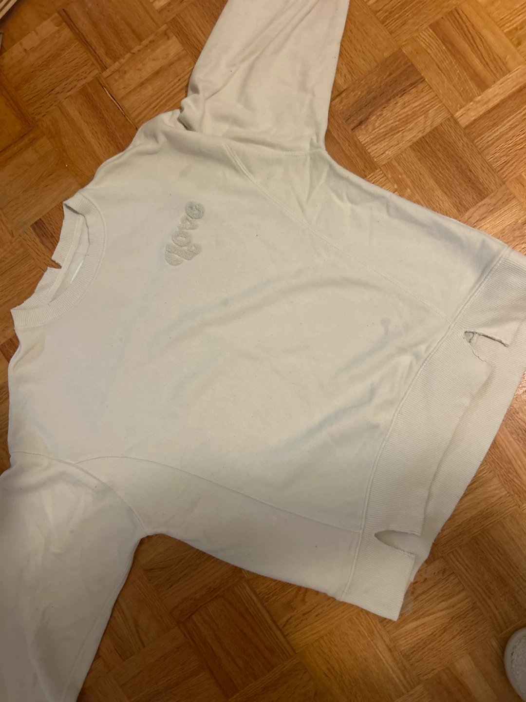 Aerie Cream "love" Crewneck Sweatshirt