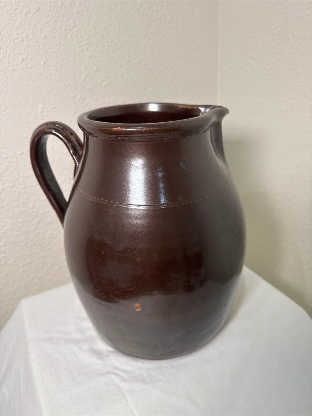 Vintage Brown Ceramic Pitcher Jug