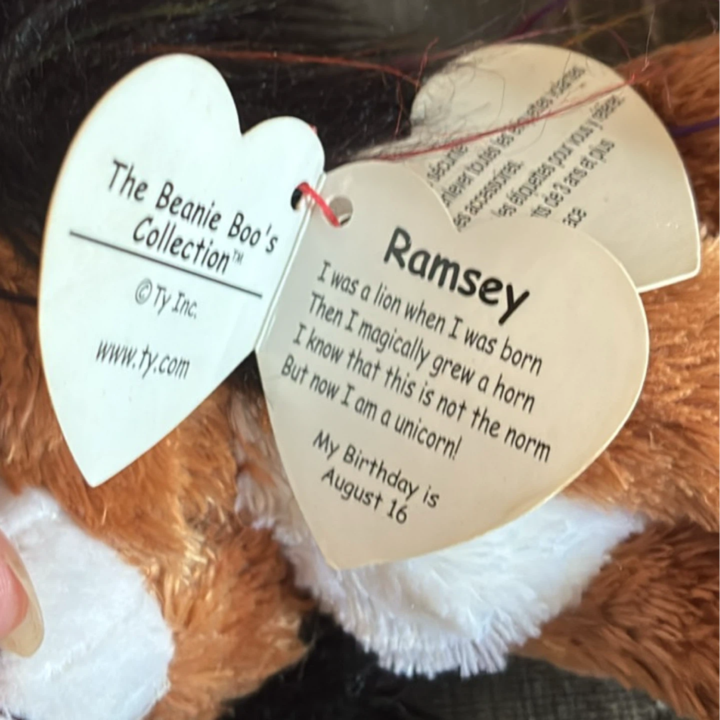 New w tags Ty Beanie Boos Ramsey the Lion/Unicorn Plush - photo 4