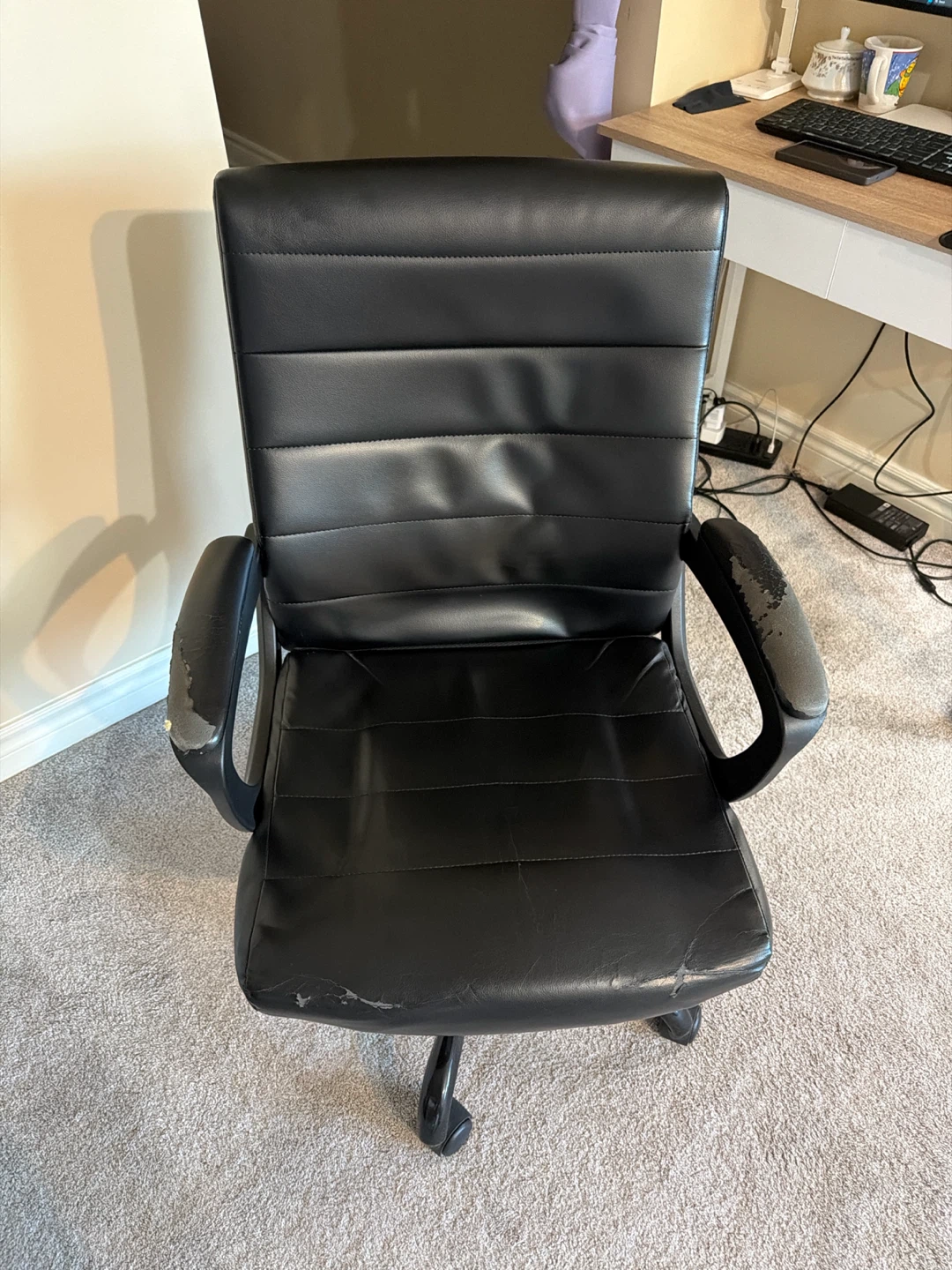 Black Faux Leather Office Chair