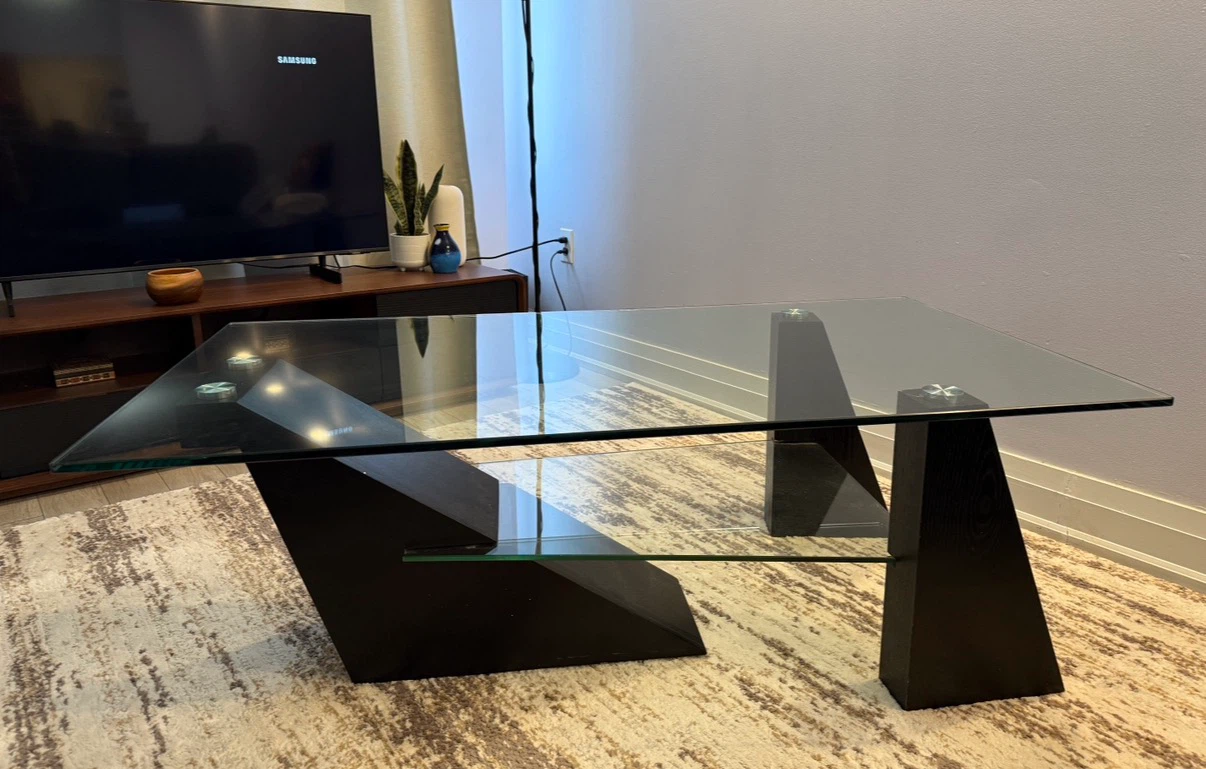 Glass coffee table