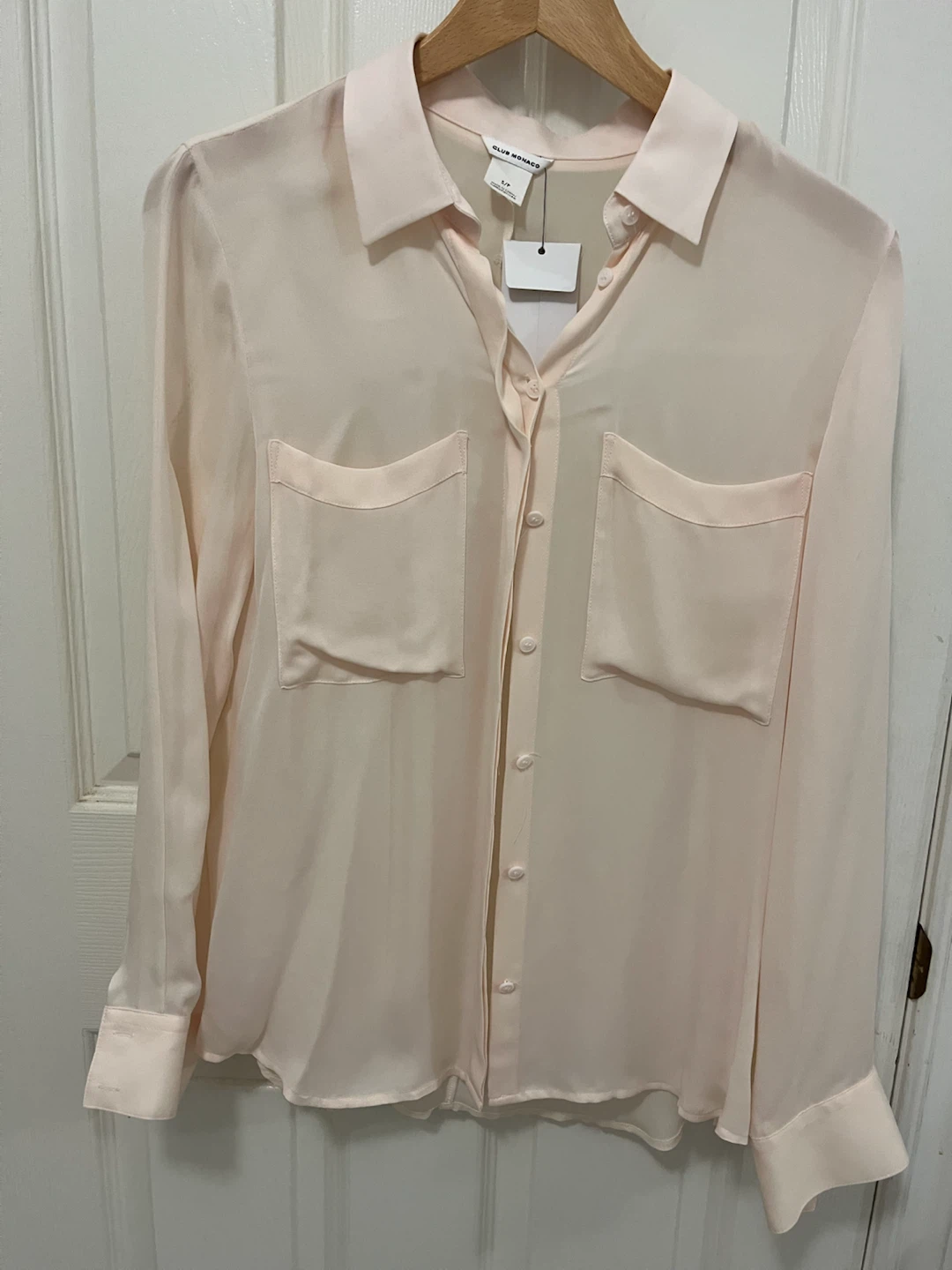 Club Monaco Light Pink Silk Blend Button-Up Shirt