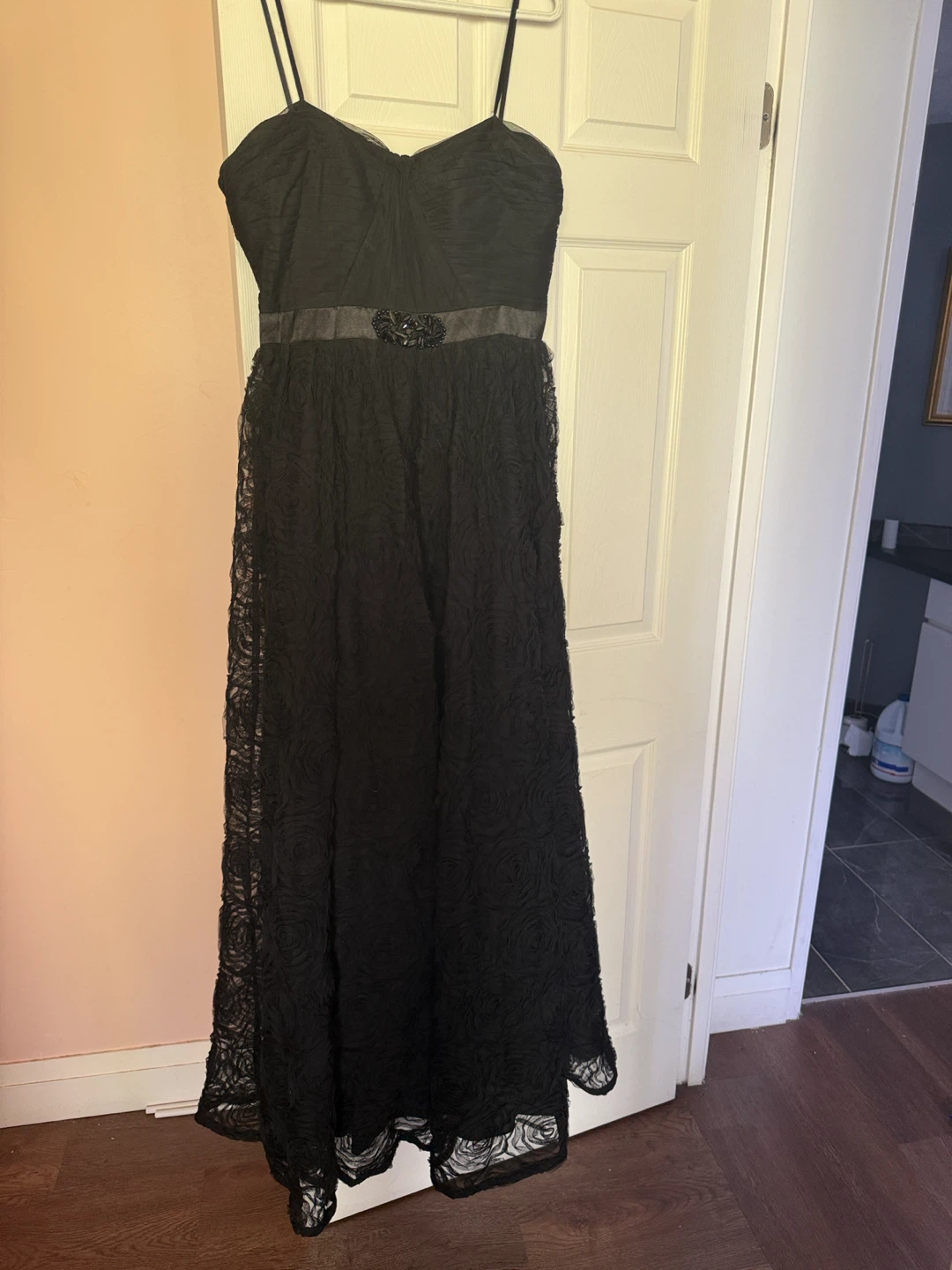 Black Embellished Strapless Gown - photo 5