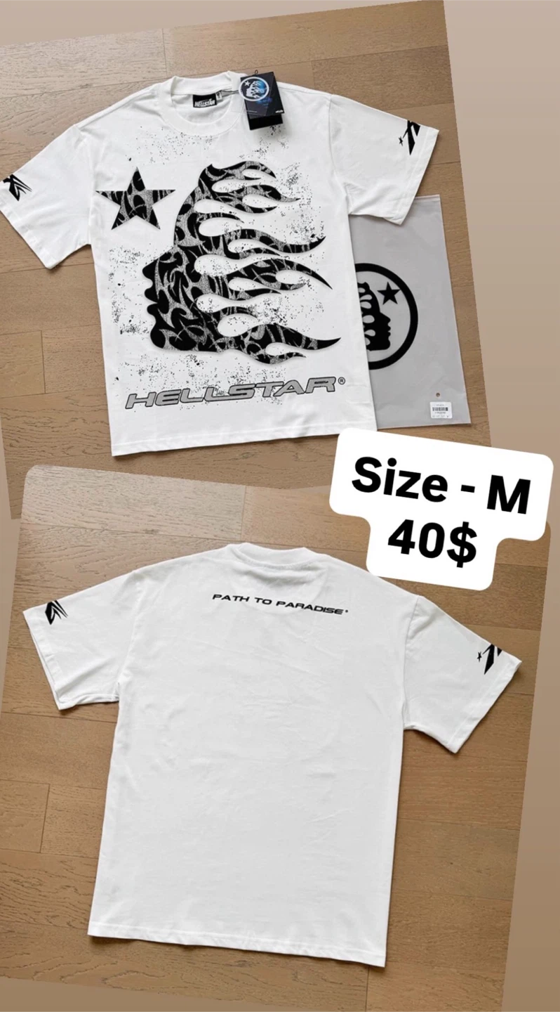 Hellstar White Graphic T-Shirt Size M