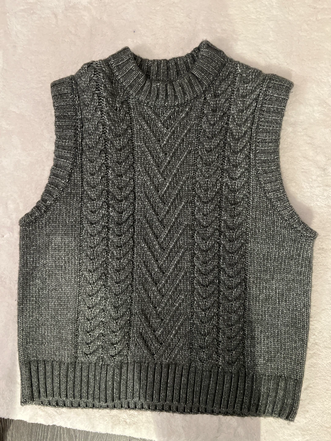 Lindex Grey Cable Knit Vest - Size M