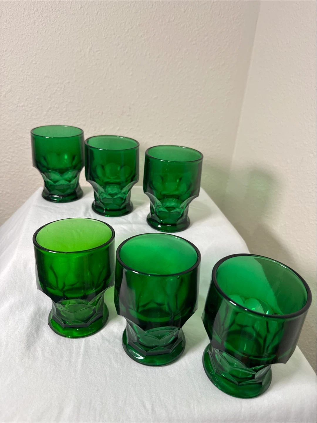 Vintage Set of 6 Emerald Green Glass Tumblers - photo 4