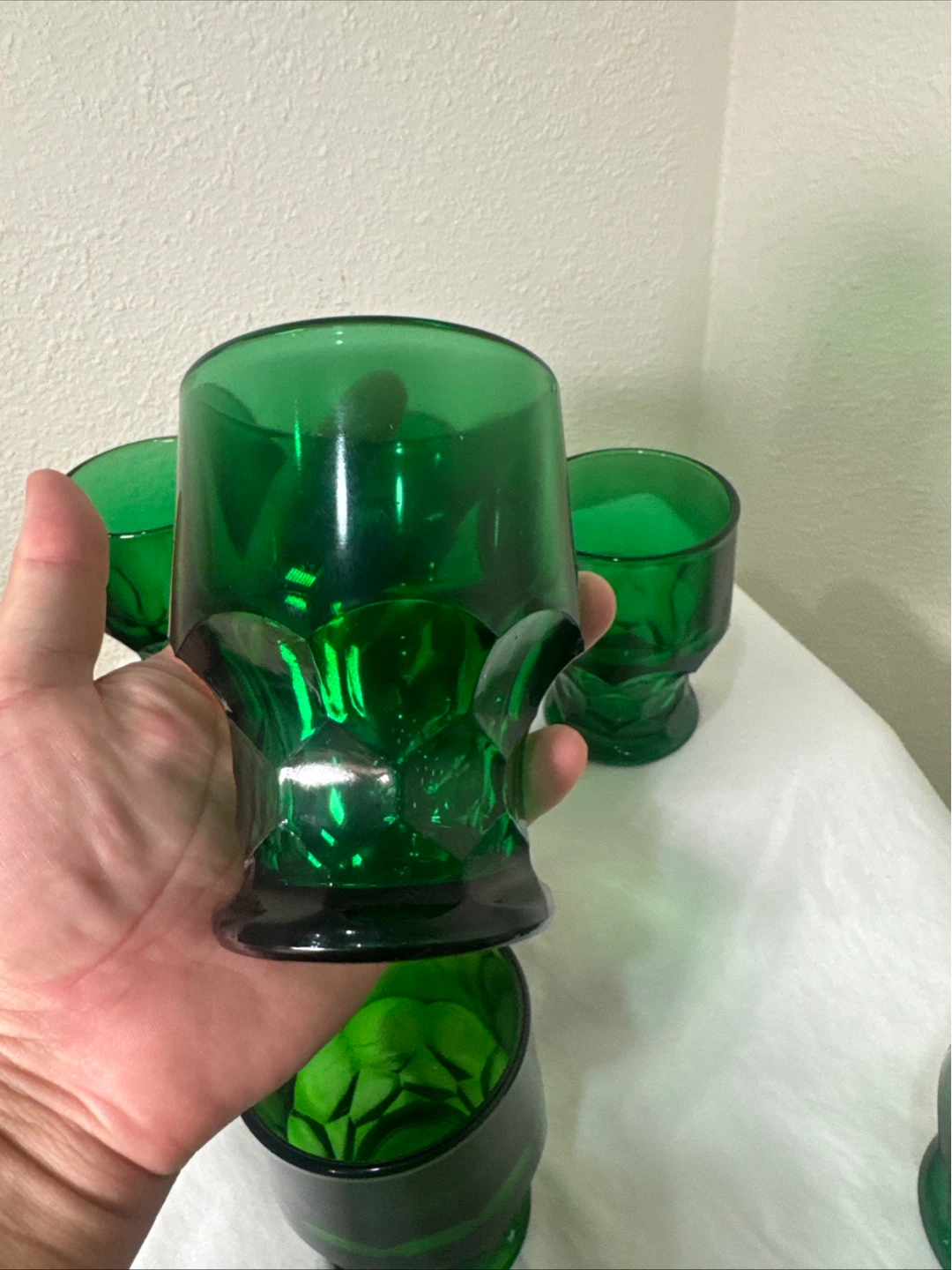 Vintage Set of 6 Emerald Green Glass Tumblers - photo 5