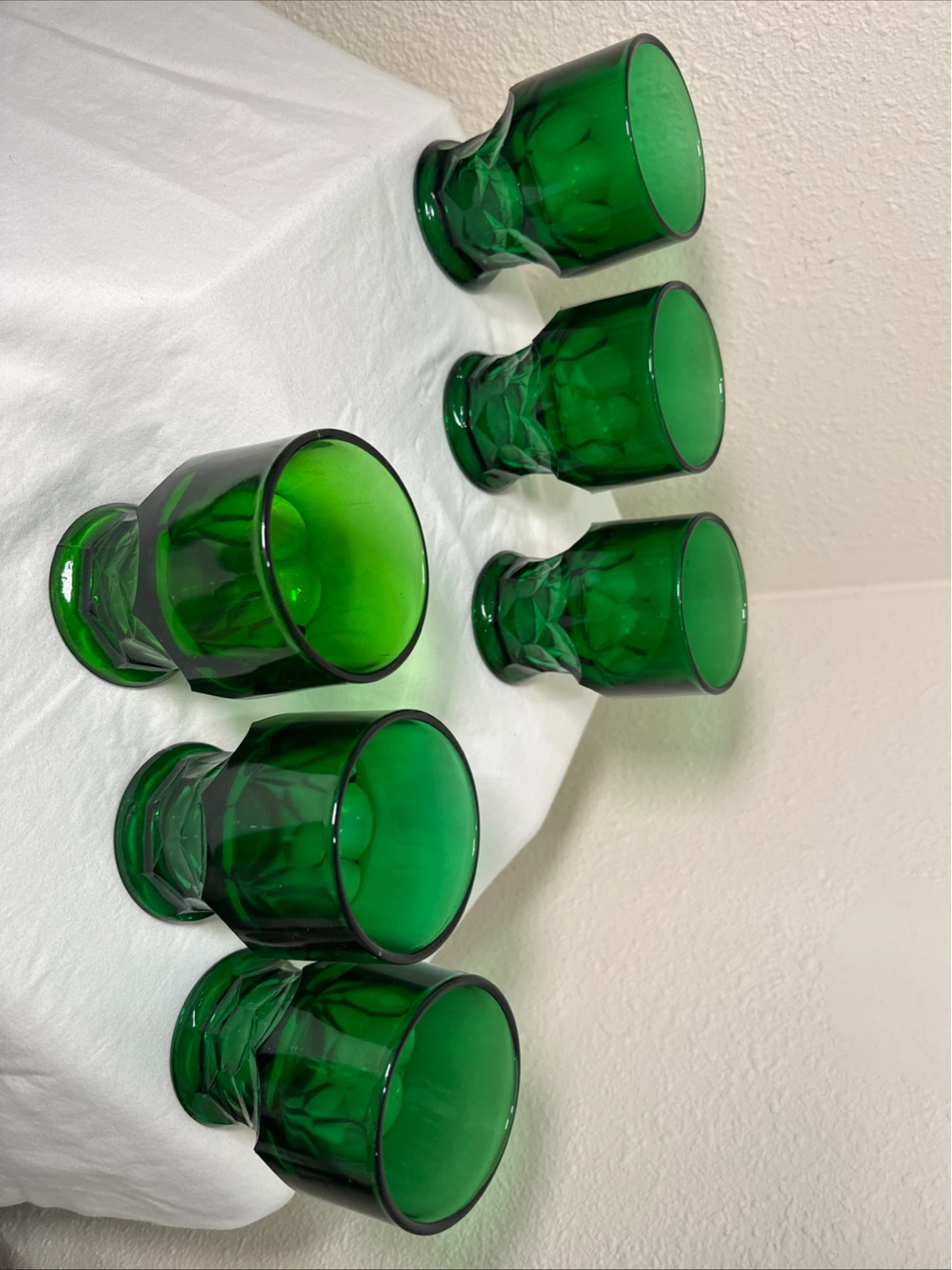Vintage Set of 6 Emerald Green Glass Tumblers - photo 2