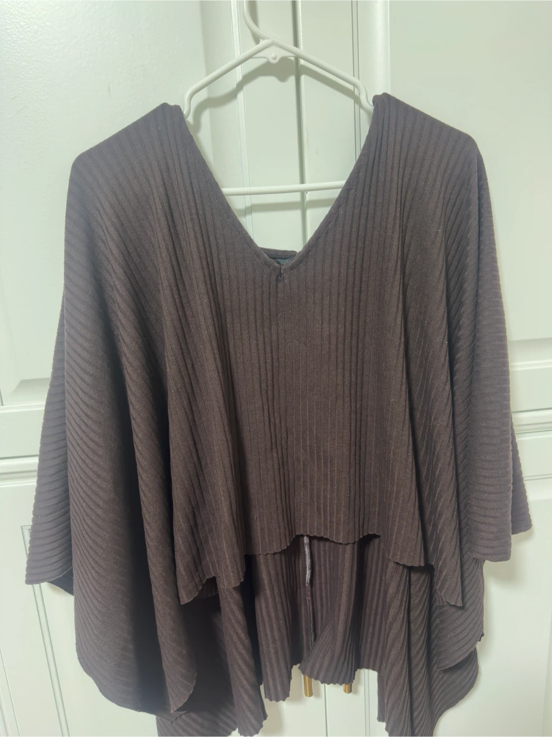 ZARA Brown Ribbed Poncho Top