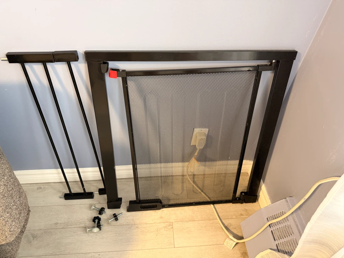Black Metal Mesh Pet Gate