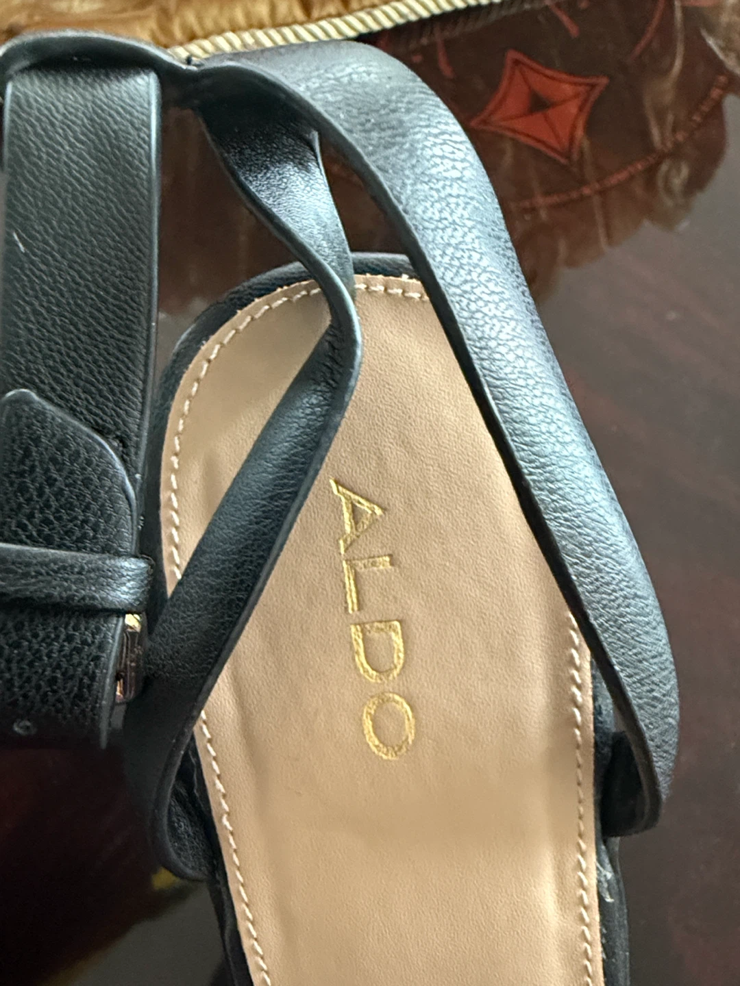 ALDO Black Wedge Sandals with Gold Buckle - photo 3