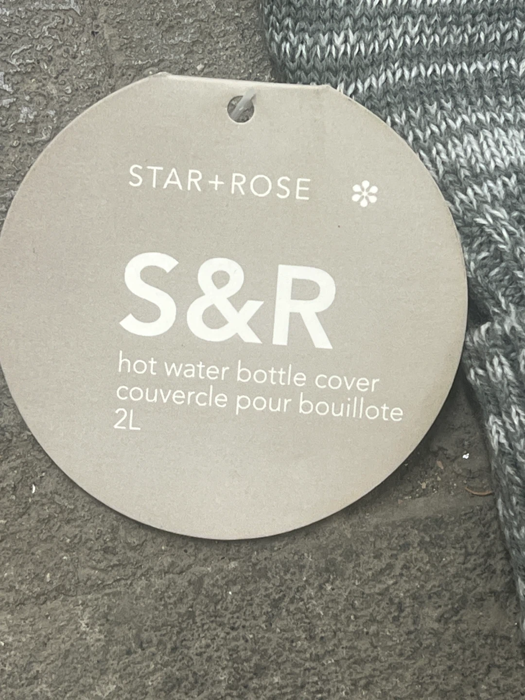 Star + Rose Grey Marl Hot Water Bottle Cover 2L