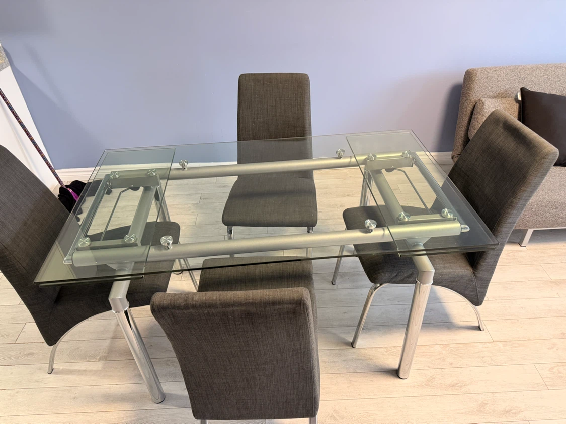Glass Dining Table and 4 Chairs