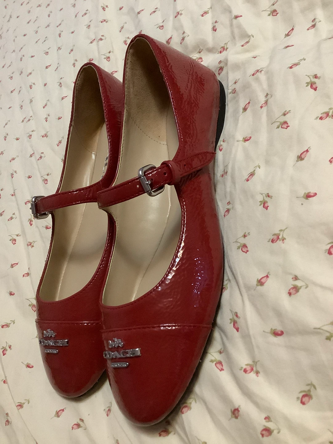 Coach Red Patent Mary Jane Flats Size 5 - photo 3
