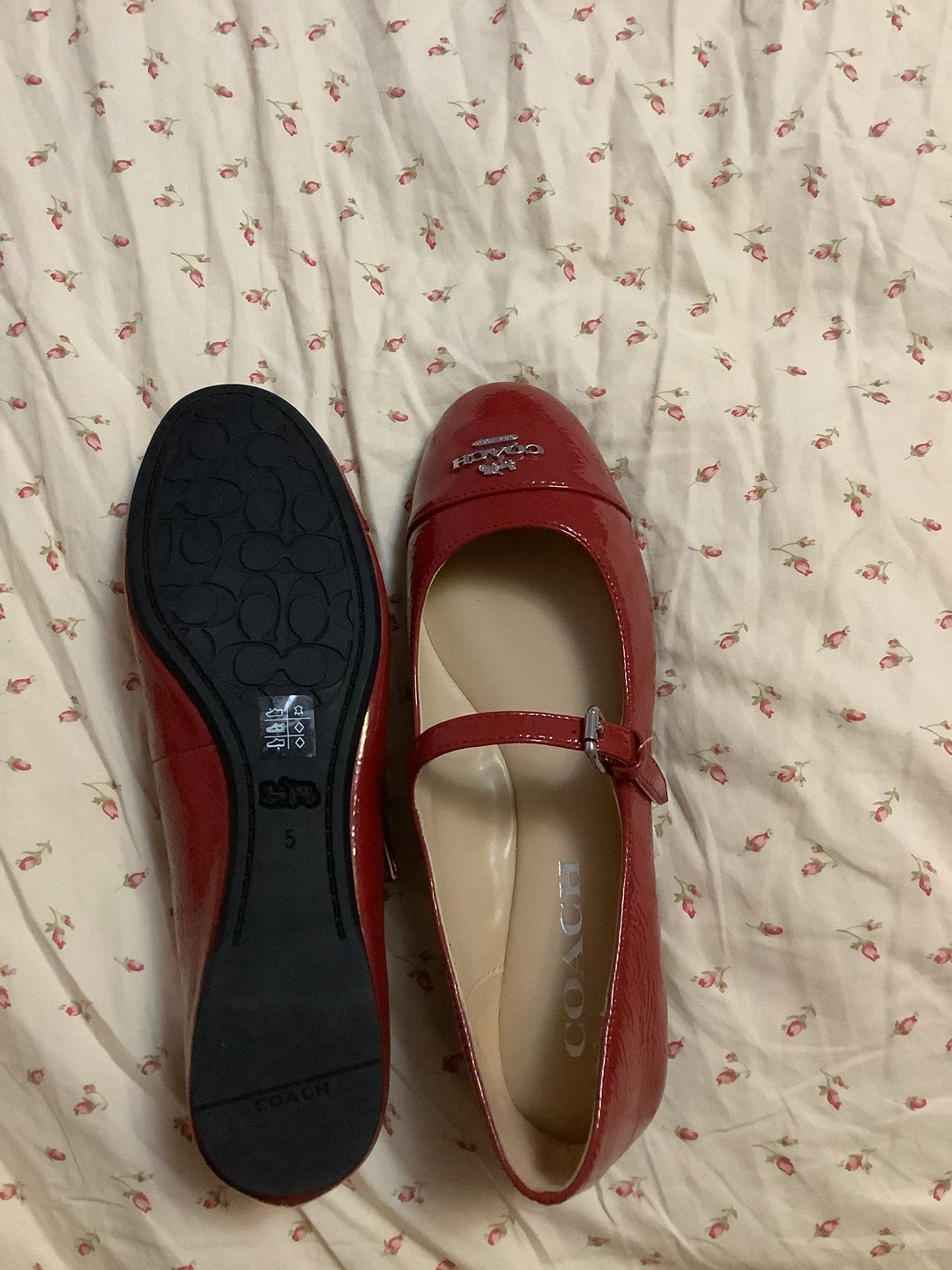 Coach Red Patent Mary Jane Flats Size 5 - photo 5