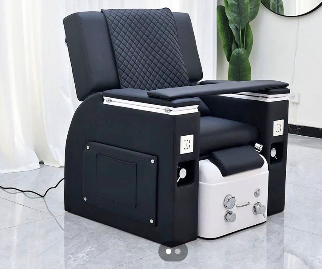 Black Leather Pedicure Chair with Foot Bath - photo 5