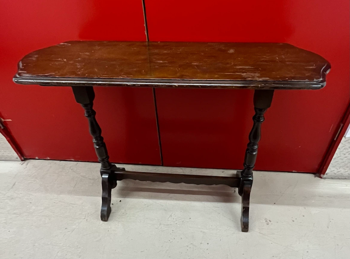 Antique Dark Wood Side Table - photo 2