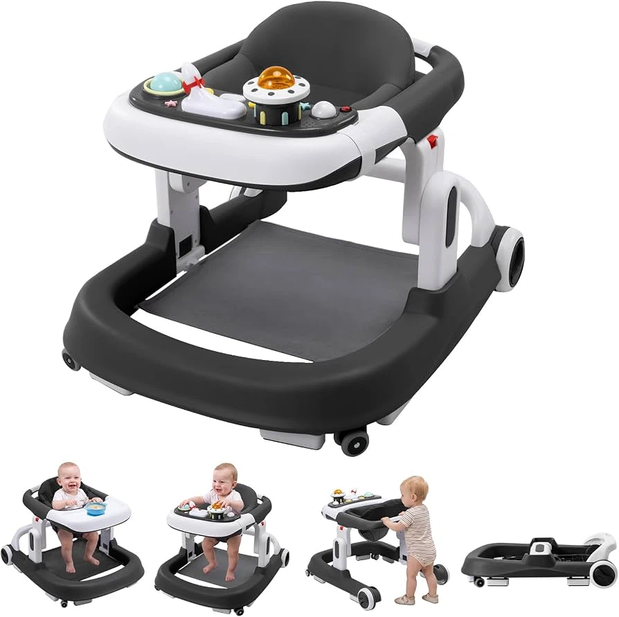 🔥 Brand NEW – 5-in-1 Foldable Baby Walker with Wheels (Black)
