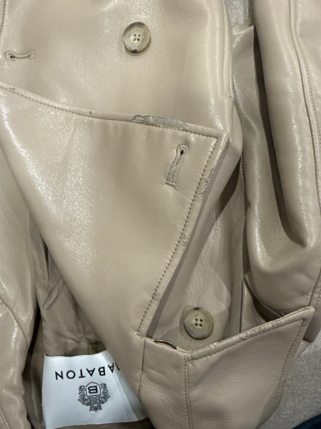 Babaton Tan Faux Leather Trench Coat - photo 2
