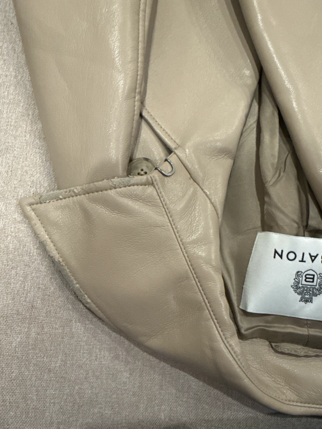 Babaton Tan Faux Leather Trench Coat - photo 3