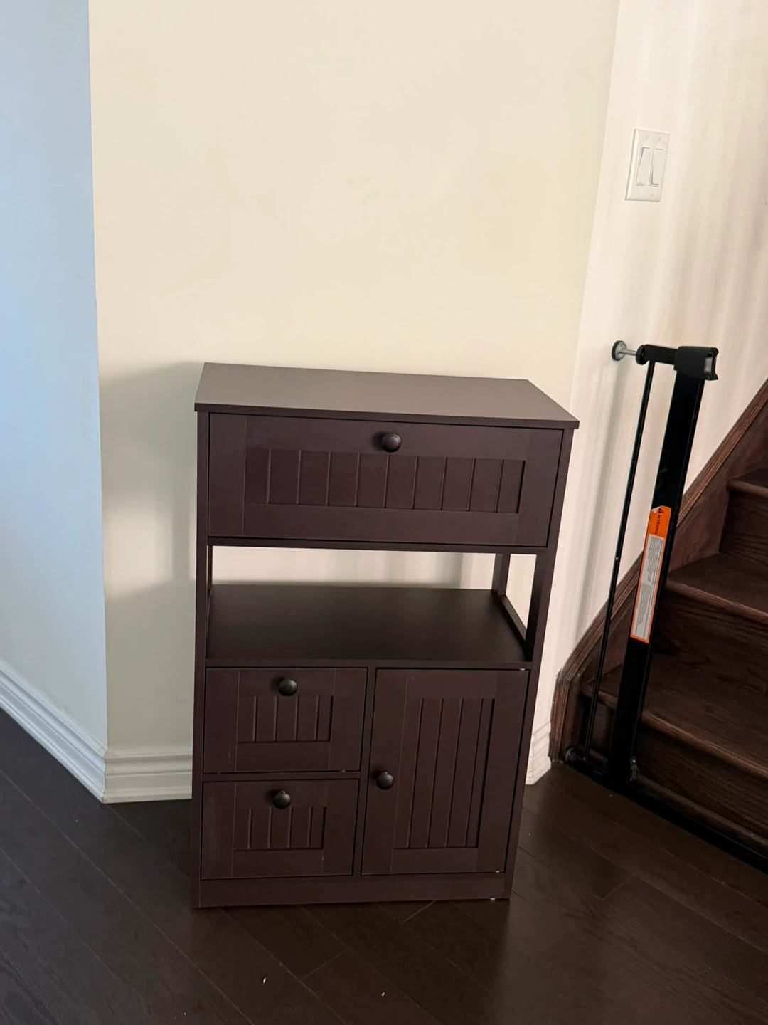 Dark Brown Storage Cabinet with Drawer and Doors - photo 2