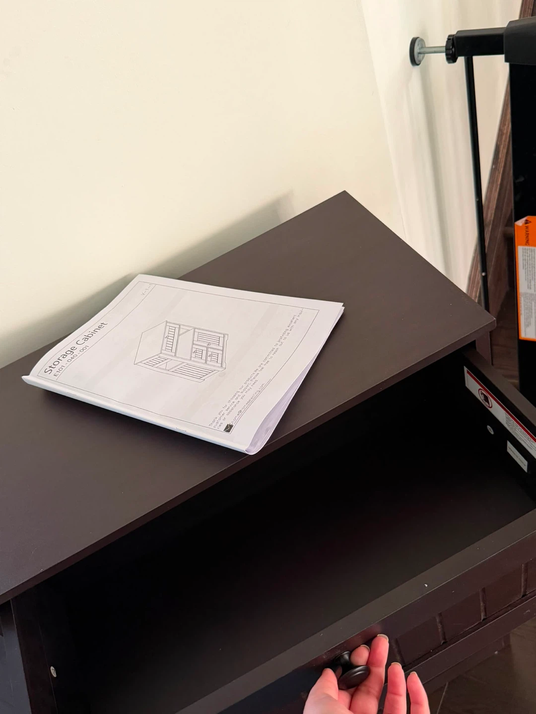 Dark Brown Storage Cabinet with Drawer and Doors - photo 3